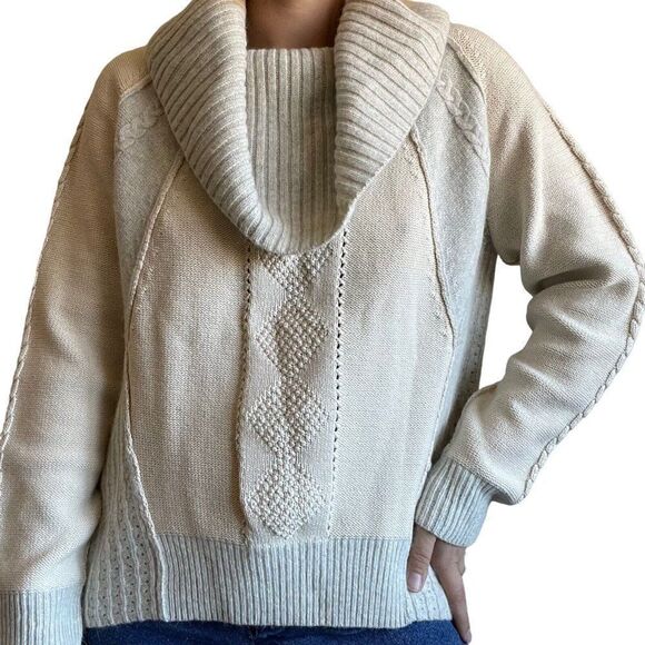 Sundance Womens Angora Wool Blend Cowl Neck Lagenlook Boho Cable Sweater Sz M - Picture 8 of 9